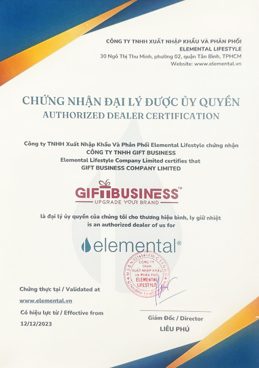 Chứng nhận đại lý ủy quyền thương hiệu Elemental
